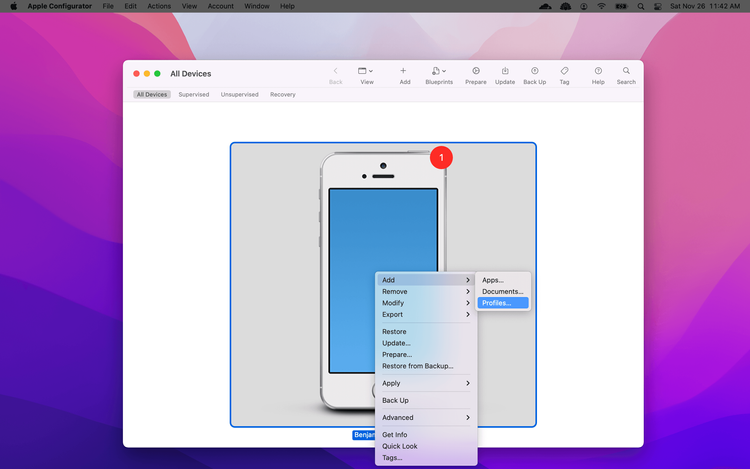 Use Apple Configurator to add a profile to your device